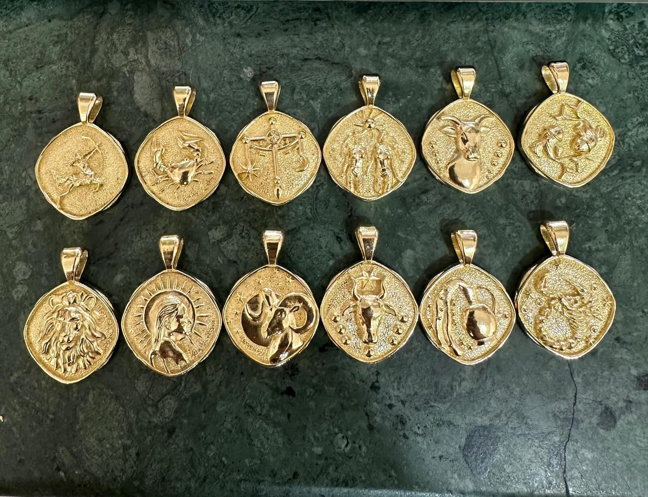 Gold Plated Delicate Stylish and Latest Zodiac Sun Sign Rashi Pendants Necklace for Women & Girls