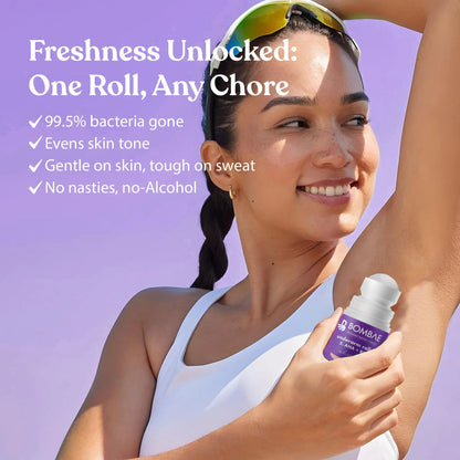 Bombae Underarm Roll on Deodorant for Women | 1% Salicylic Acid, 2% Glycolic Acid, 2% Lactic Acid| 5% AHA+BHA | No Alcohol| Prevents Odour, Reduces Pigmentation| 40 mL