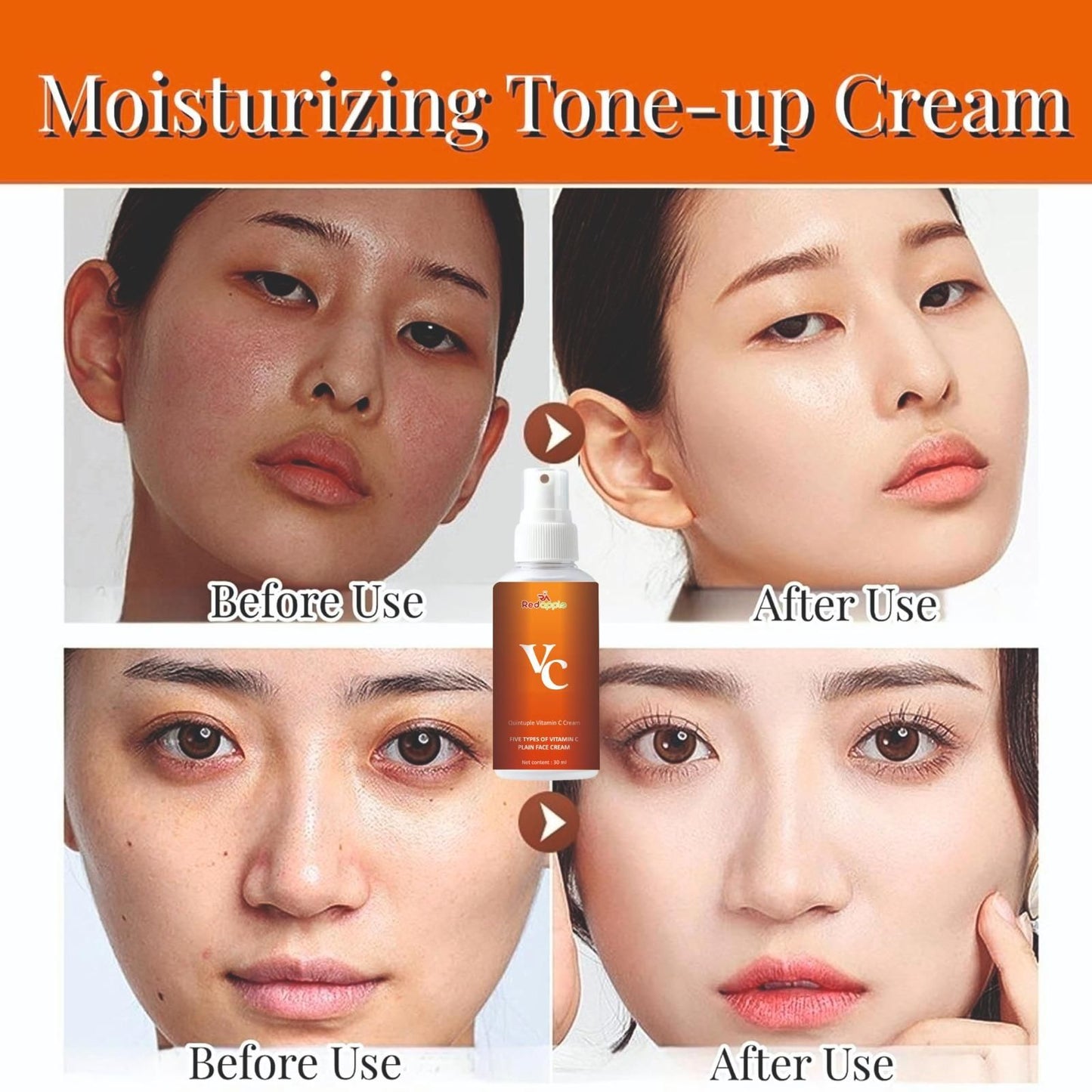 VC Tone-up Cream – Vitamin C (30 ml)Brightening Serum & Skin Tone-Up Essence, Hydrating Anti-Dullness Face Cream with 5 Types of Vitamin C for Glowing Skin