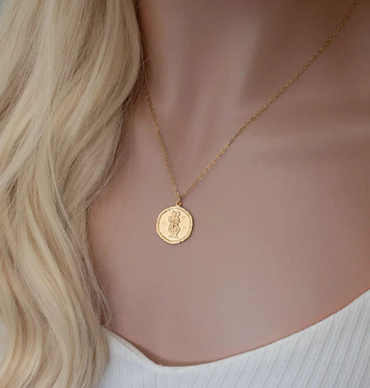 Gold Plated Delicate Stylish and Latest Zodiac Sun Sign Rashi Pendants Necklace for Women & Girls