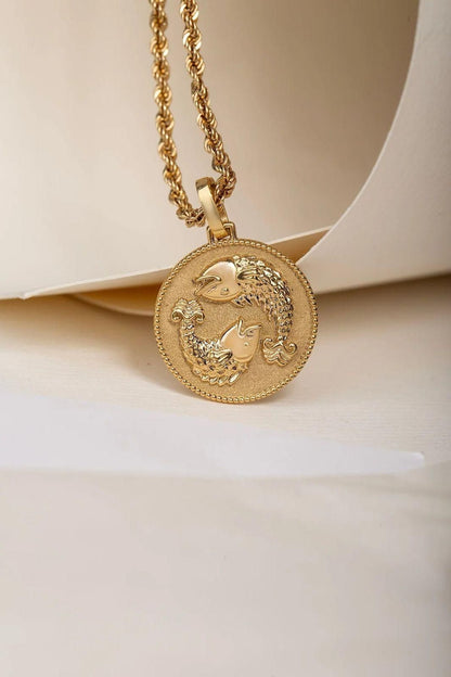 Gold Plated Delicate Stylish and Latest Zodiac Sun Sign Rashi Pendants Necklace for Women & Girls