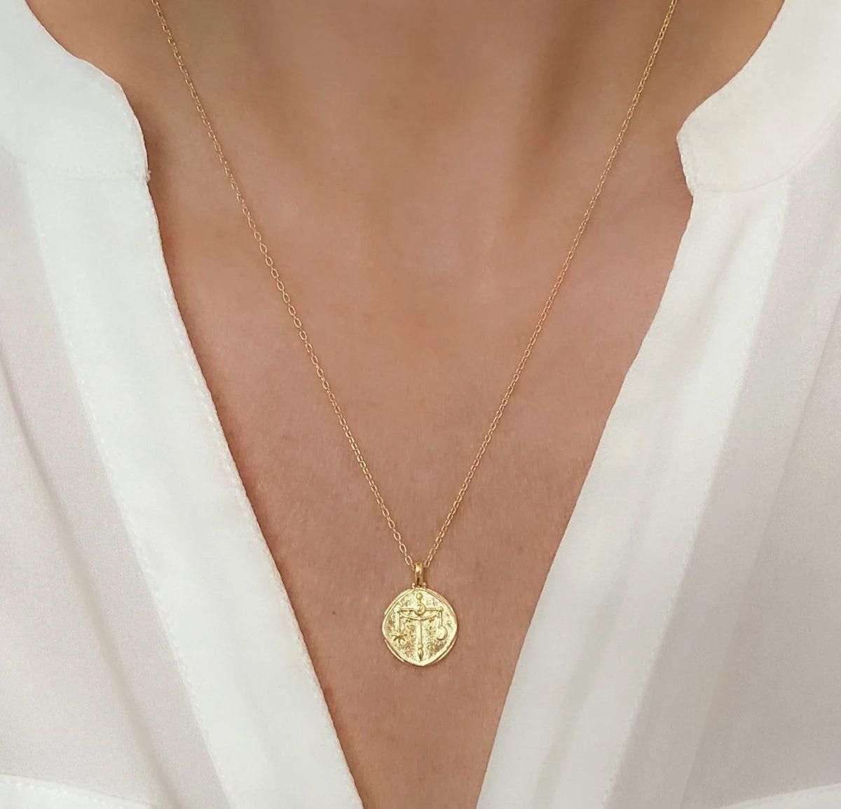 Gold Plated Delicate Stylish and Latest Zodiac Sun Sign Rashi Pendants Necklace for Women & Girls