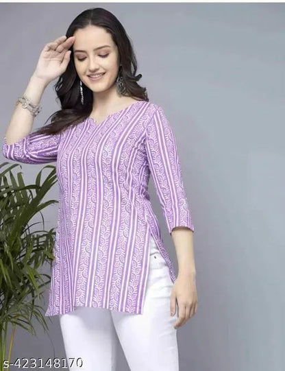 Lavender Short Kurti, Stylish Women's Pure Cotton kurti